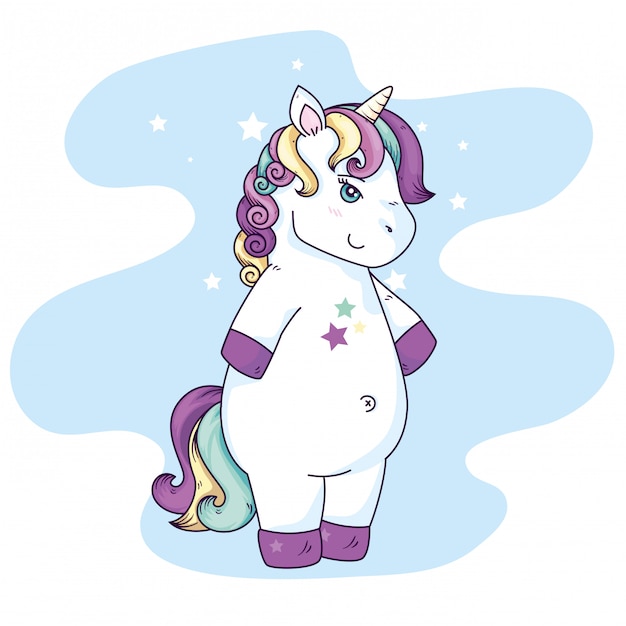 Cute unicorn fantasy with stars decoration