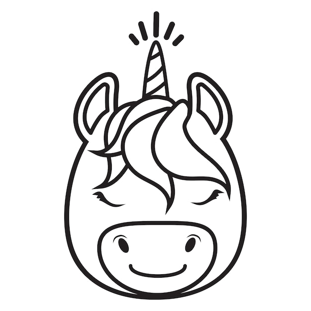 Cute unicorn head coloring pages