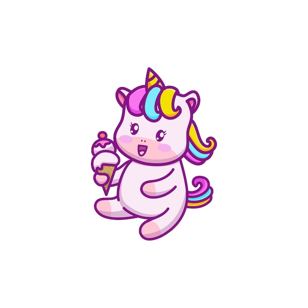 Cute unicorn holding ice cream