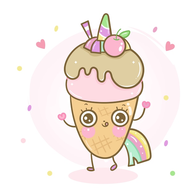 Cute unicorn icecream cartoon