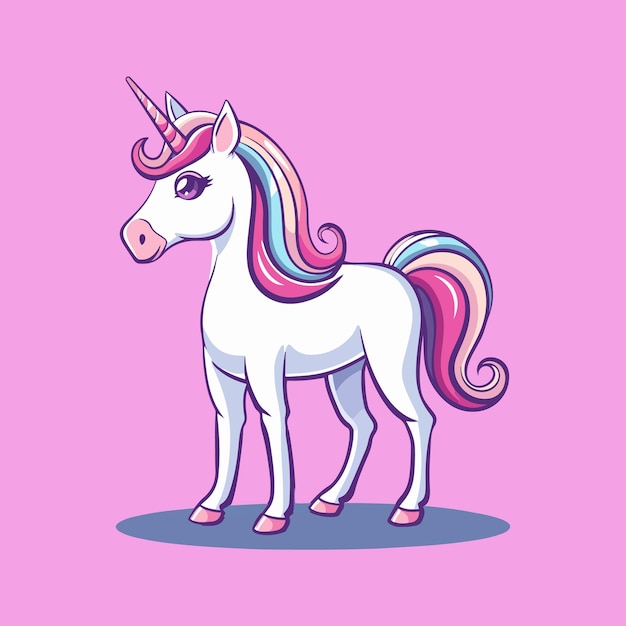 Vector cute unicorn illustration cartoon style