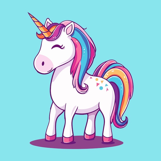 Vector cute unicorn illustration cartoon style