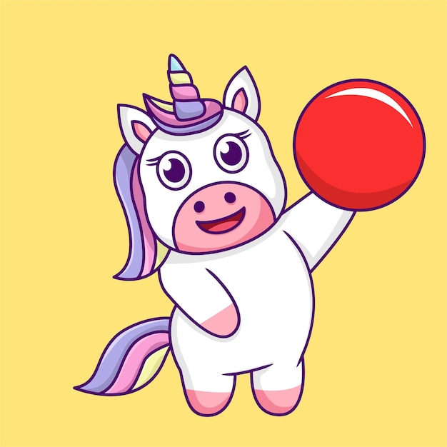 Illustrazione di unicorno carino, carino e divertente