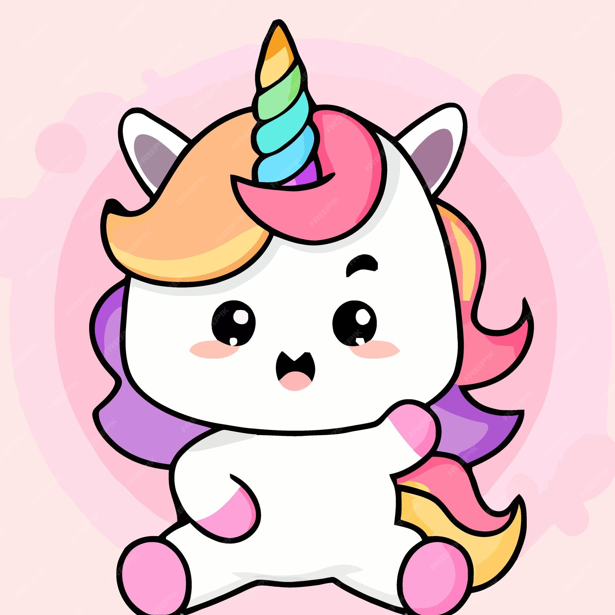 Cute unicorn kawaii chibi drawing style Royalty Free Vector