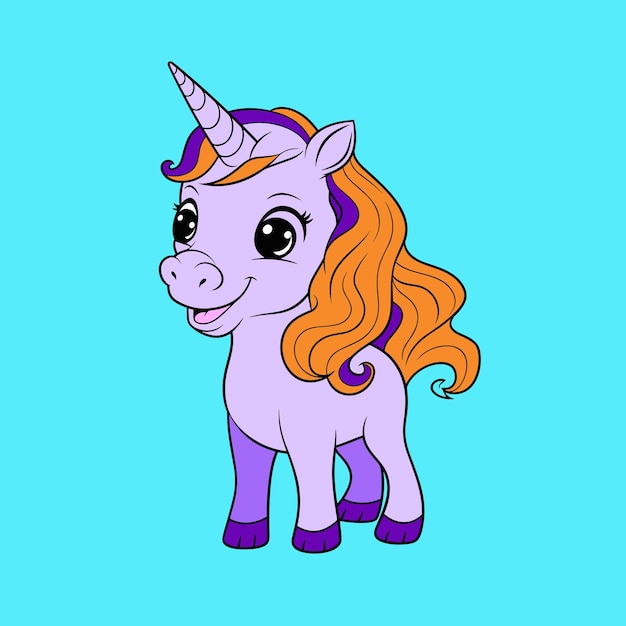 Cute Unicorn illustration Unicorn kawaii chibi vector drawing style Unicorn cartoon