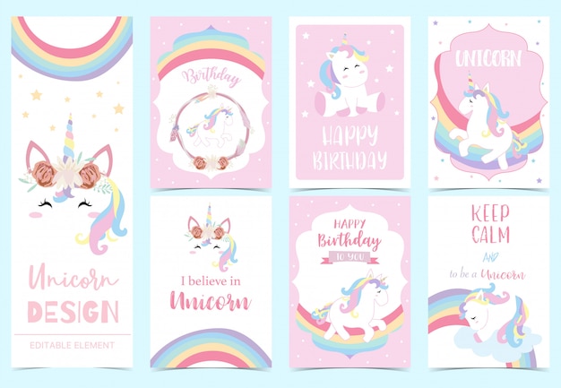 Cute unicorn invitation for kid