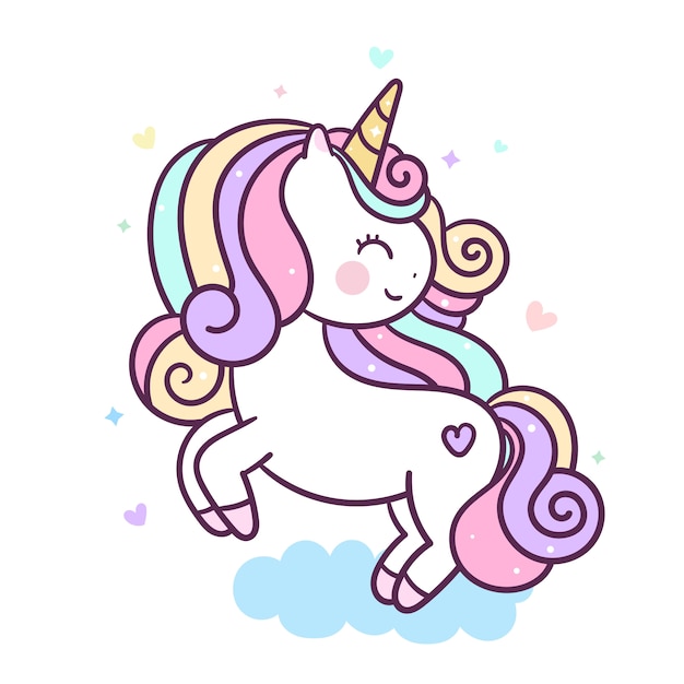 Cute unicorn  jump on the air