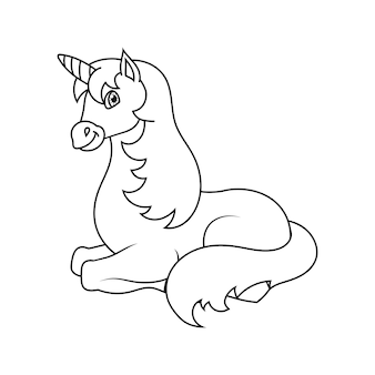 Unicorno carino cavallo magico fata pagina del libro da colorare per bambini