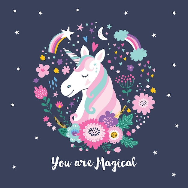 Cute unicorn. magical unicorn.