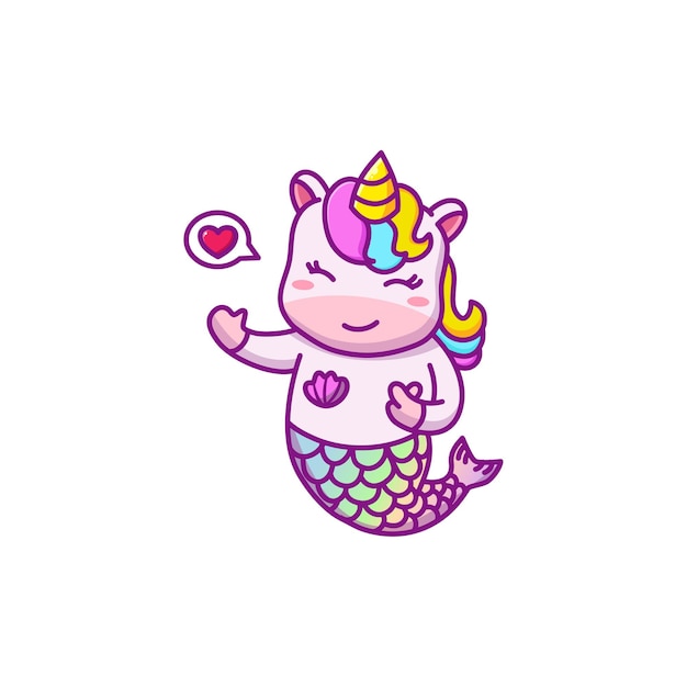 cute unicorn mermaid cartoon character