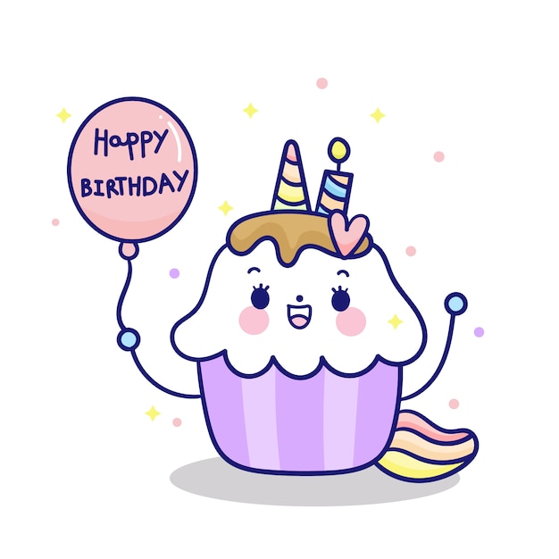 Cute Unicorn muffin vector birthday party