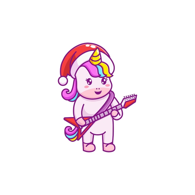 Cute Unicorn playing Electric Guitar