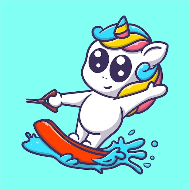 cute unicorn playing skateboard cartoon vector icon illustration