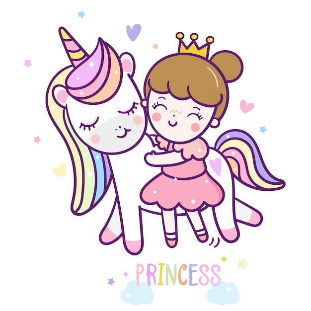 Simpatico cartone animato principessa unicorno