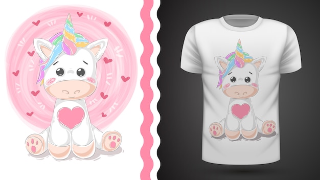 Vettore unicorno carino per t-shirt stampata