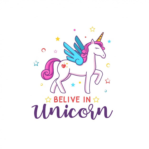 Vector cute unicorn quotes inspirational for kids