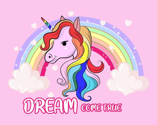 Cute unicorn rainbow illustration