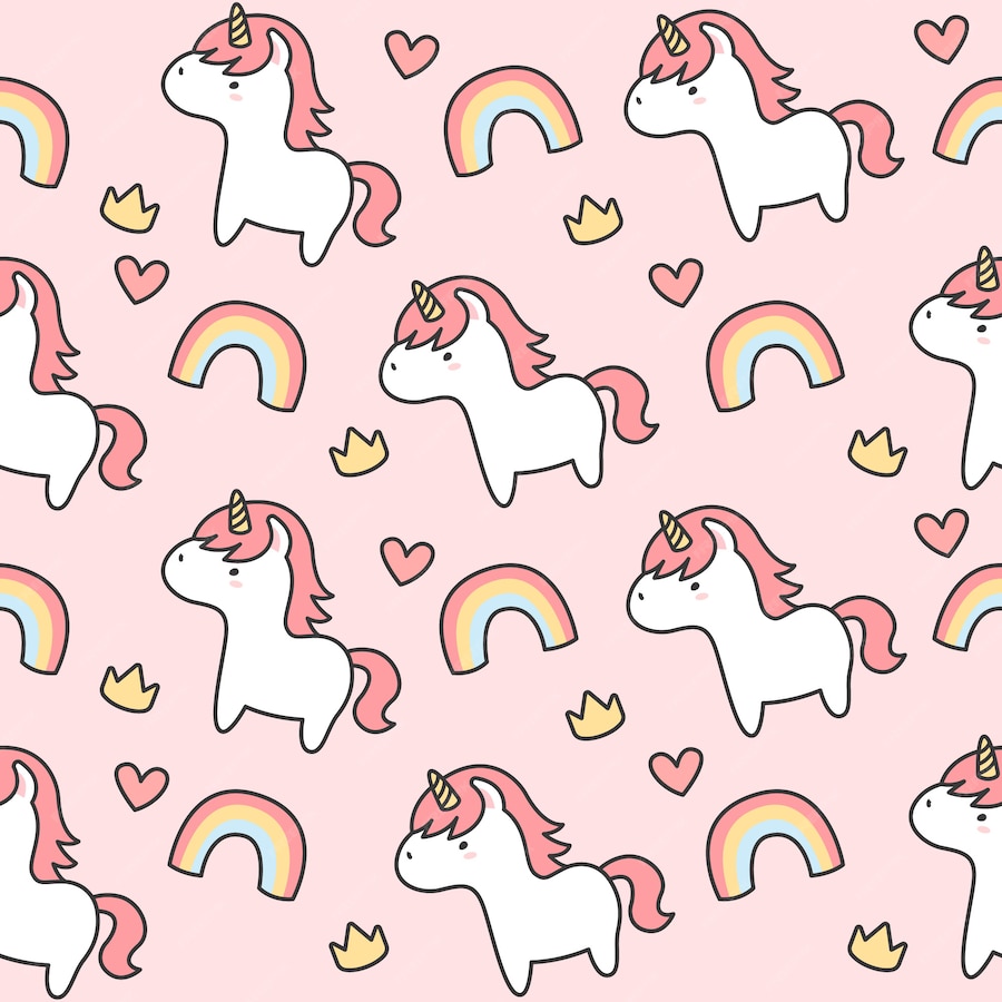 Premium Vector | Cute unicorn and rainbow seamless pattern background