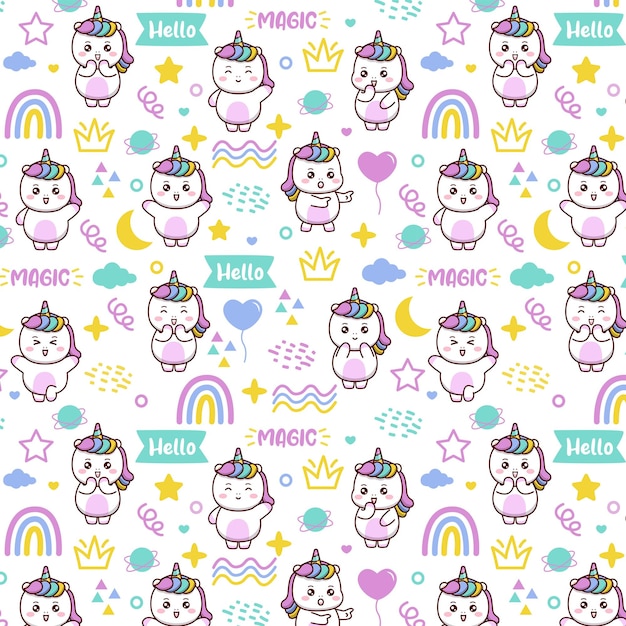 Cute unicorn seamless pattern design illustration pastel color background