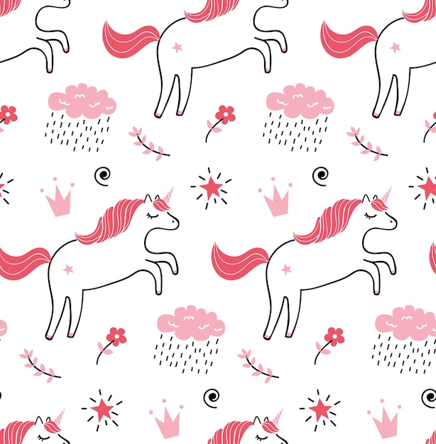 Cute unicorn seamless pattern