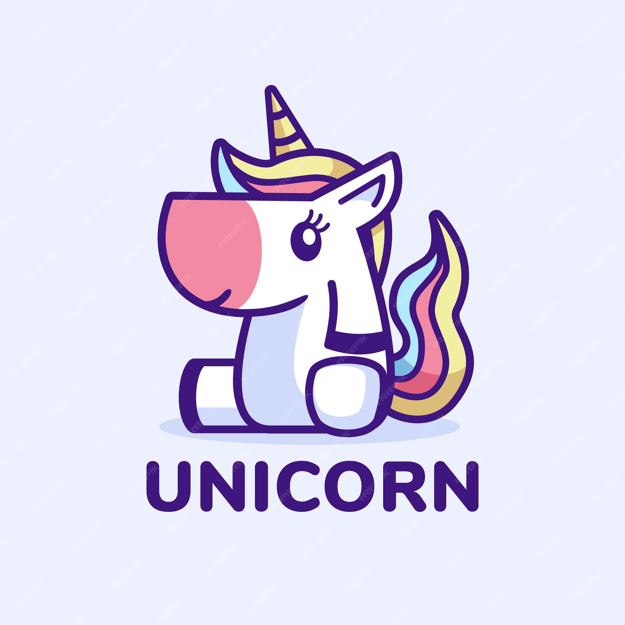 Premium Vector | Cute unicorn sitting cartoon logo design