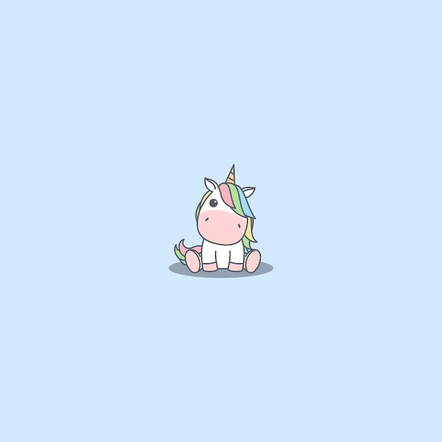 Cute unicorn sitting cartoon vector illustration
