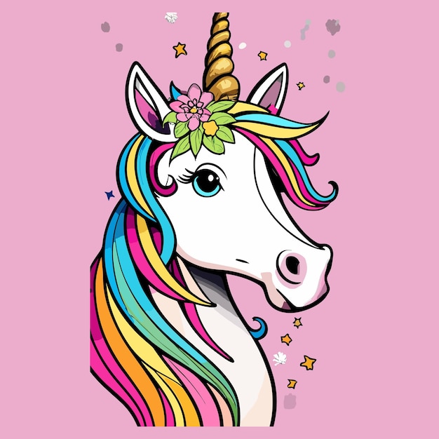 Cute Unicorn Standing Icon Illustration in Flat Cartoon Style for Posters Cards Decoration and P