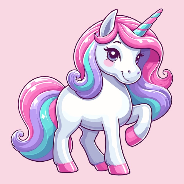 Vector cute unicorn vector cartoon illustration