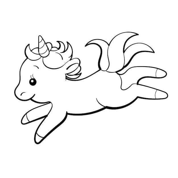 Vector cute unicorn vector sticker design pony cartoon character kawaii unicorn emoji design