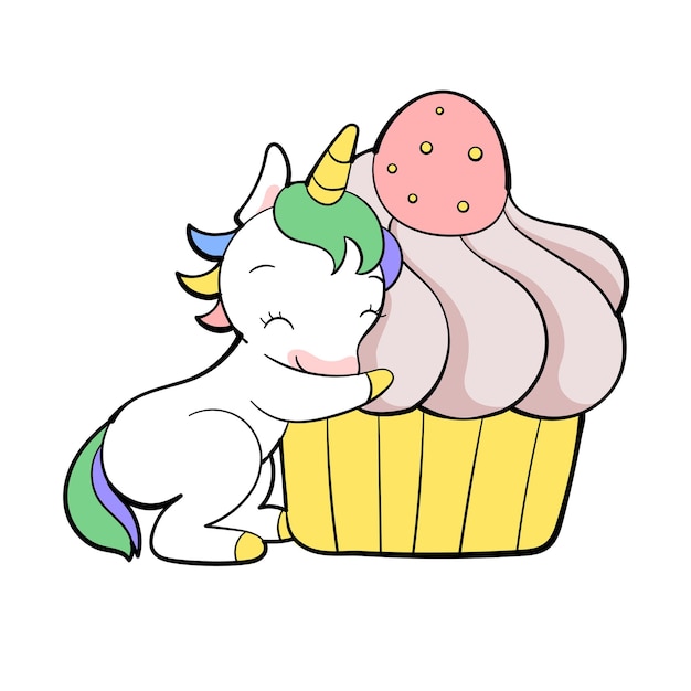 Vector cute unicorn vector sticker design. pony cartoon character. kawaii unicorn emoji design.