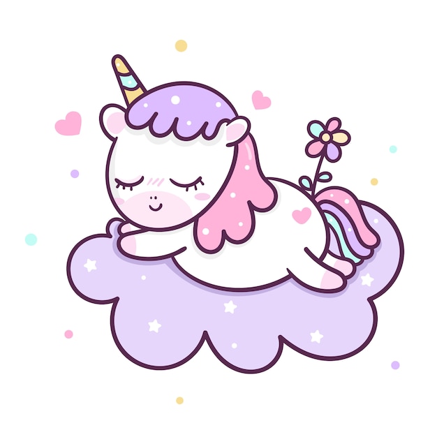 Cute unicorn vector sweet dream on the sky