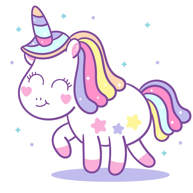 Cute unicorn vector with mini star