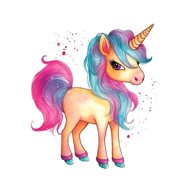 Cute unicorn watercolor hand painted