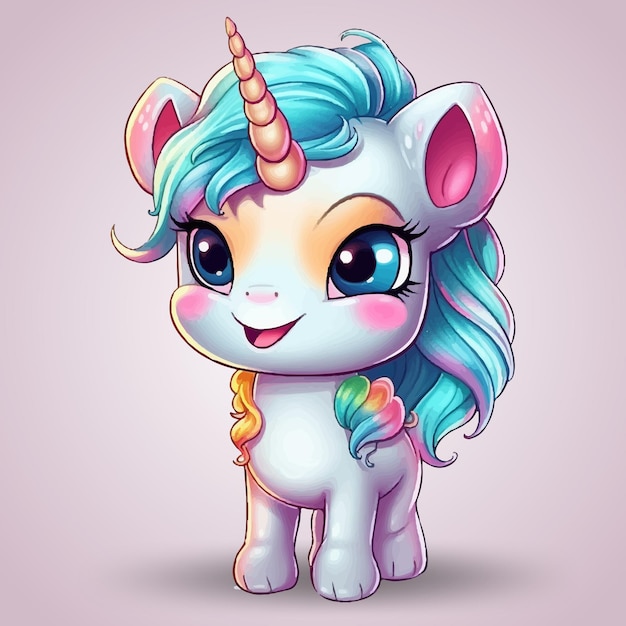 Vector cute unicorn with bright colors cartoon unicorn for kids