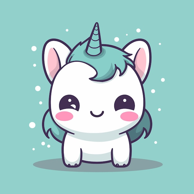 A cute unicorn with a green background.