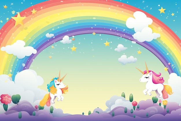 cute unicorn with rainbow and a space for your note