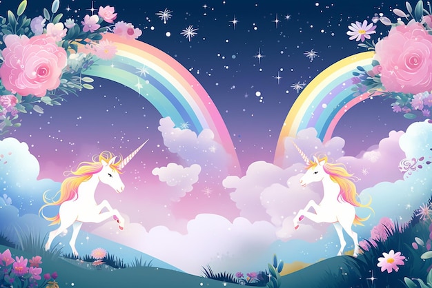 cute unicorn with rainbow and a space for your note