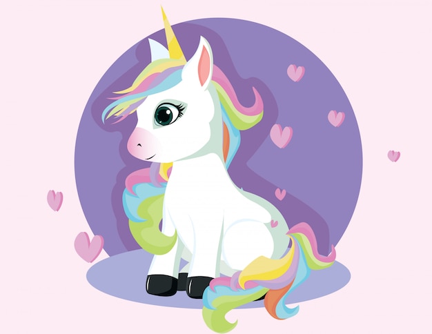 Cute unicorn with sit down pose