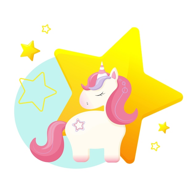 Vector cute unicorn with stars