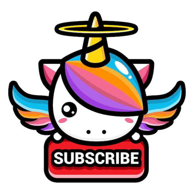 Cute unicorn with subscribe button