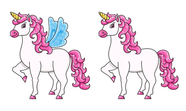 Cute unicorn with wings Magic fairy horse