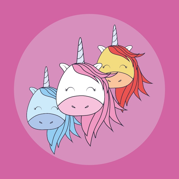 Vector cute unicorns design