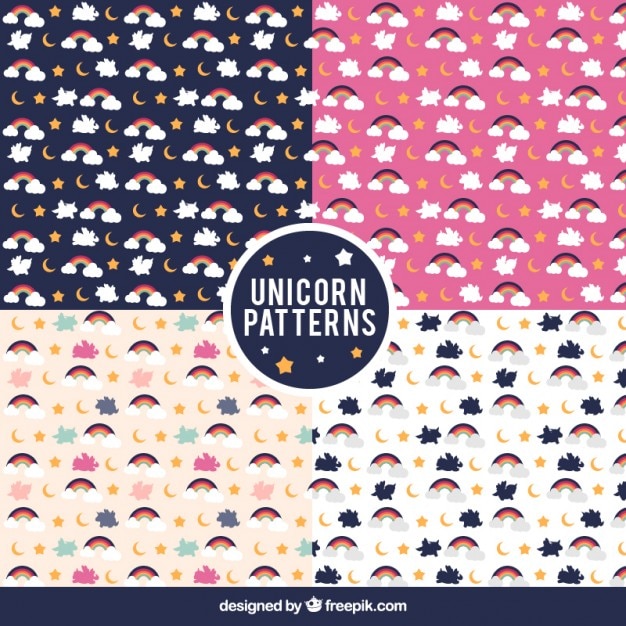 Cute unicorns patterns with rainbow