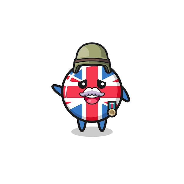 Cute united kingdom flag as veteran cartoon , cute design