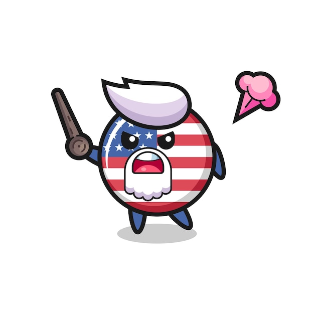 Cute united states flag badge grandpa is getting angry  