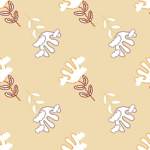 귀여운 특이한 꽃과 구름 원활한 패턴 간단한 스타일화 된 꽃 배경 천 디자인 섬유 인쇄 포장 종이 커버 터 일러스트레이션