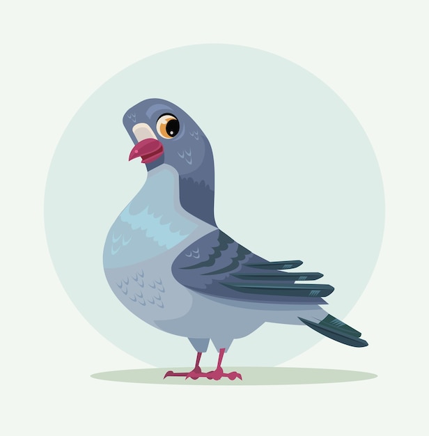 Vector cute urban gray blue dove character.