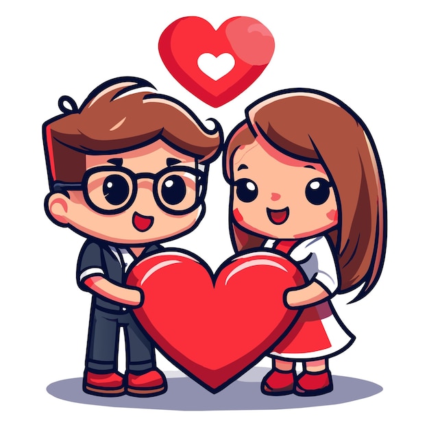 Cute valentine couple love hand drawn flat stylish mascot cartoon character drawing sticker