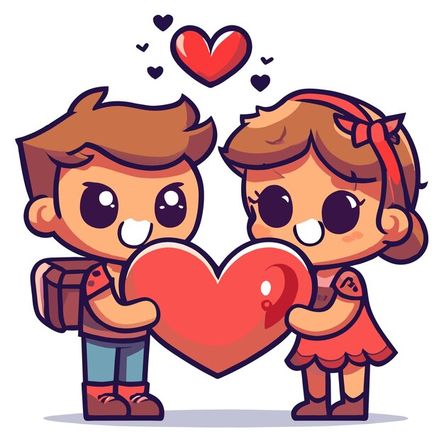 Vector cute valentine couple love hand drawn flat stylish mascot cartoon character drawing sticker