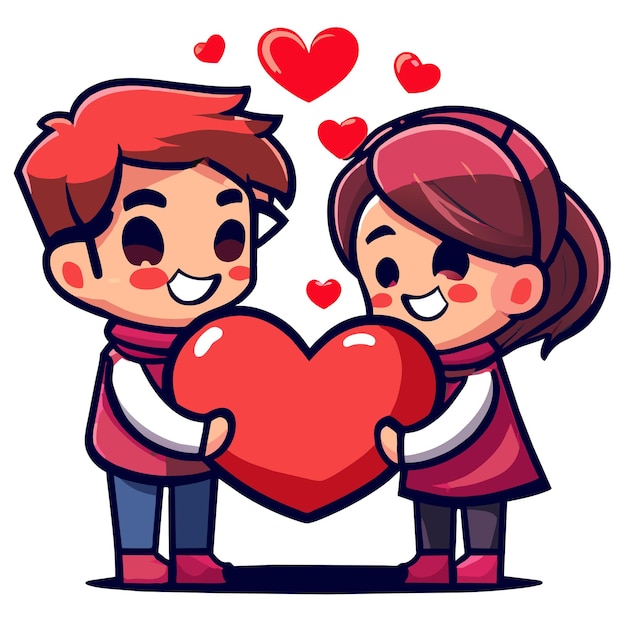 Cute valentine couple love hand drawn flat stylish mascot cartoon character drawing sticker